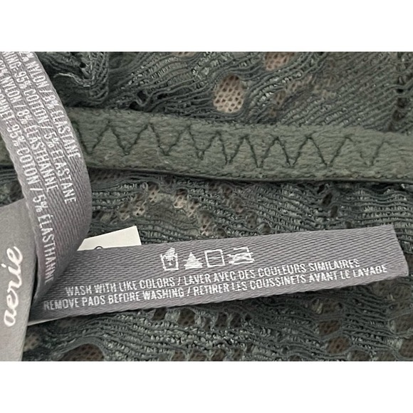 AERIE Womens Sage Green Lace Bralette Adjustable Straps Unlined Size Small - Picture 8 of 8